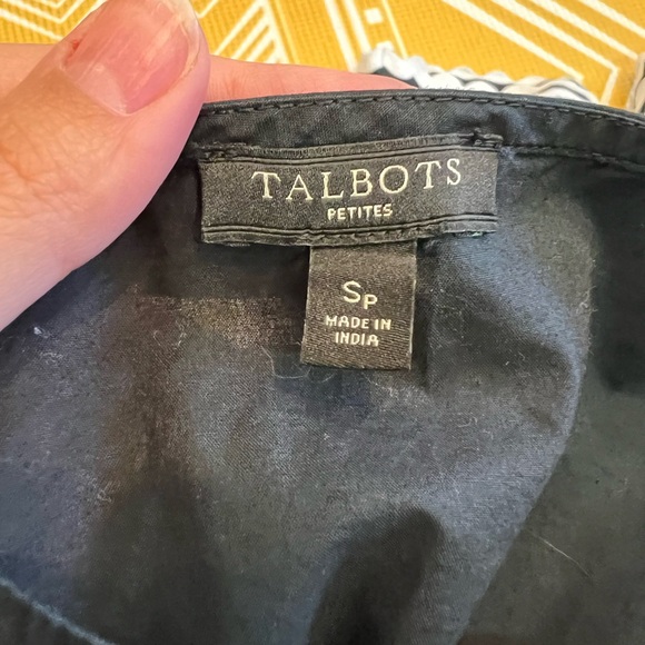 Talbots black bell sleeve small petite top with white detail - Picture 6 of 8